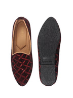 men maroon embroidery sequin ethnic slip on juttis and mojaris for wedding|traditional sherwani shoes|festive slip-on for kurtas