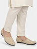 Men Beige Floral Embroidery Ethnic Half Cut Slip On Juttis and Mojaris for Wedding|Sherwani Slip-On|Traditional Kurtas Shoes