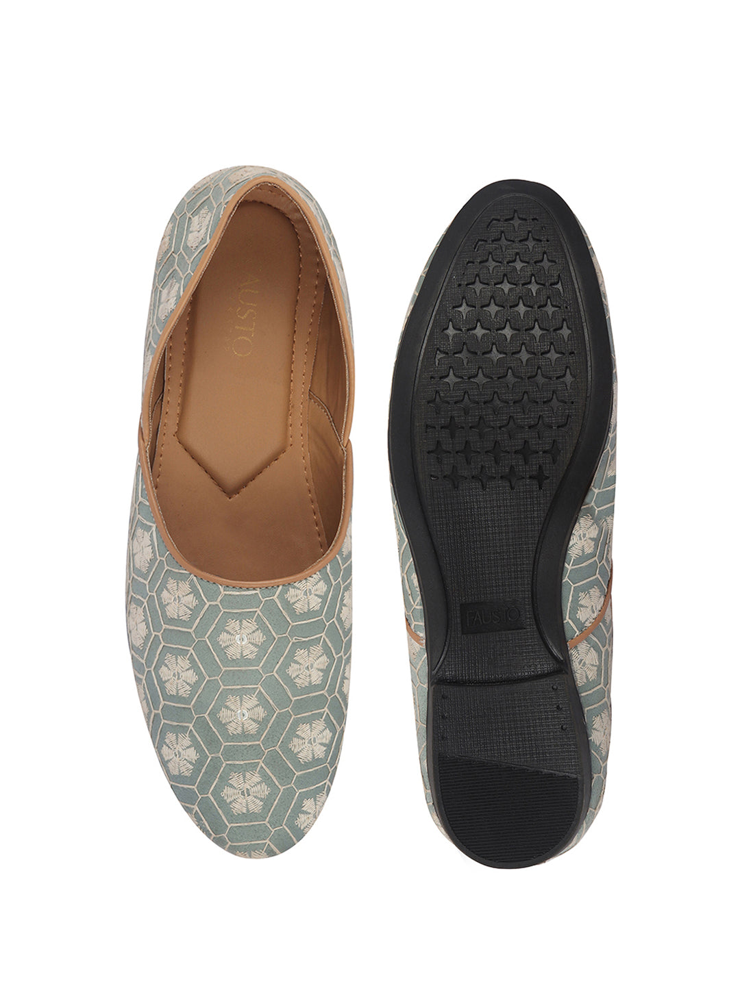 Men Olive Floral Embroidery Ethnic Half Cut Slip On Juttis and Mojaris for Wedding|Sherwani Slip-On|Traditional Kurtas Shoes