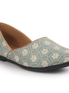 Men Olive Floral Embroidery Ethnic Half Cut Slip On Juttis and Mojaris for Wedding|Sherwani Slip-On|Traditional Kurtas Shoes