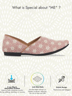 Men Pink Floral Embroidery Ethnic Half Cut Slip On Juttis and Mojaris for Wedding|Sherwani Slip-On|Traditional Kurtas Shoes