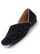 Men Blue Embroidery Sequin Ethnic Half Cut Slip On Juttis and Mojaris for Wedding|Traditional Sherwani Shoes|Slip-On For Nehru Jackets