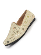 Men Cream Traditional Sequin Ethnic Slip On Juttis and Mojaris for Wedding|9 Colors|1-14UK Small Plus Sizes|Traditional Kurtas & Sherwani Shoe