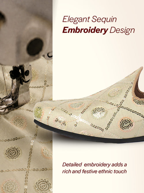 men cream traditional sequin ethnic slip on juttis and mojaris for wedding|9 colors|1-14uk small plus sizes|traditional kurtas & sherwani shoe