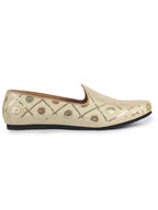 Men Cream Traditional Sequin Ethnic Slip On Juttis and Mojaris for Wedding|9 Colors|1-14UK Small Plus Sizes|Traditional Kurtas & Sherwani Shoe