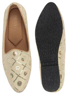 Men Cream Traditional Sequin Ethnic Slip On Juttis and Mojaris for Wedding|9 Colors|1-14UK Small Plus Sizes|Traditional Kurtas & Sherwani Shoe