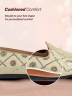 men cream traditional sequin ethnic slip on juttis and mojaris for wedding|9 colors|1-14uk small plus sizes|traditional kurtas & sherwani shoe
