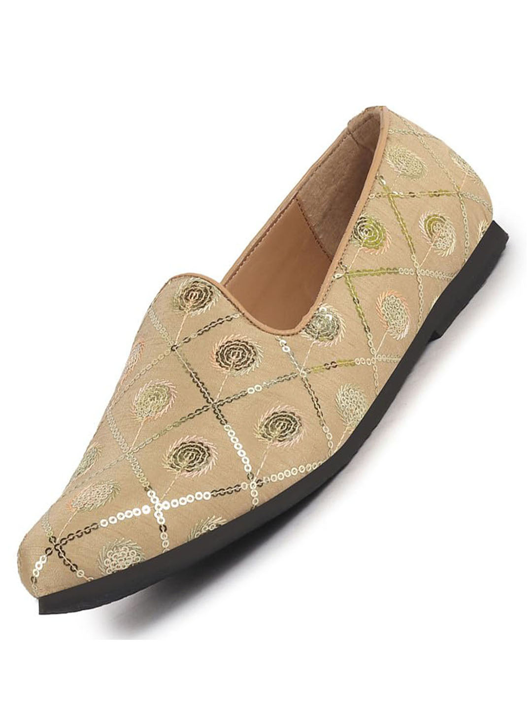 Men Golden Traditional Sequin Ethnic Slip On Juttis and Mojaris for Wedding|9 Colors|1-14UK Small Plus Sizes|Traditional Kurtas & Sherwani Shoe