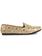 Men Golden Traditional Sequin Ethnic Slip On Juttis and Mojaris for Wedding|9 Colors|1-14UK Small Plus Sizes|Traditional Kurtas & Sherwani Shoe