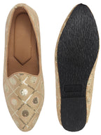 Men Golden Traditional Sequin Ethnic Slip On Juttis and Mojaris for Wedding|9 Colors|1-14UK Small Plus Sizes|Traditional Kurtas & Sherwani Shoe