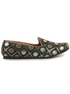 Men Green Traditional Sequin Ethnic Slip On Juttis and Mojaris for Wedding|9 Colors|1-14UK Small Plus Sizes|Traditional Kurtas & Sherwani Shoe