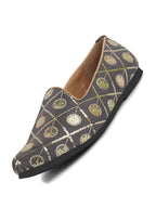 Men Grey Traditional Sequin Ethnic Slip On Juttis and Mojaris for Wedding|9 Colors|1-14UK Small Plus Sizes|Traditional Kurtas & Sherwani Shoe