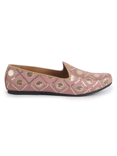 Men Pink Traditional Sequin Ethnic Slip On Juttis and Mojaris for Wedding|9 Colors|1-14UK Small Plus Sizes|Traditional Kurtas & Sherwani Shoe