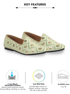 Men Pista Green Traditional Sequin Ethnic Slip On Juttis and Mojaris for Wedding