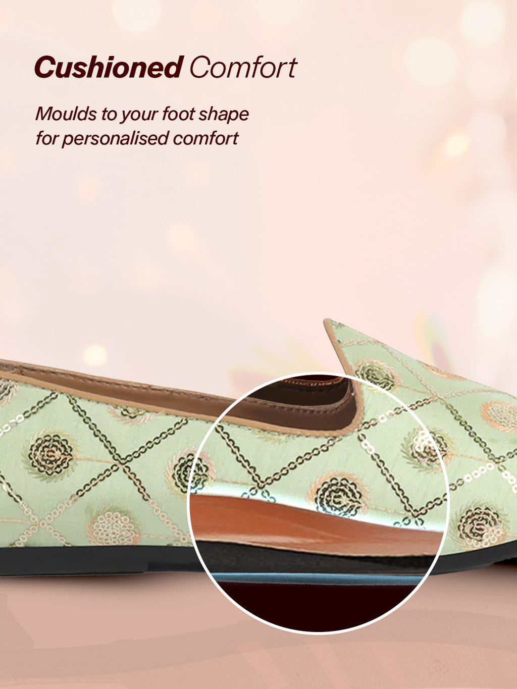 men pista green traditional sequin ethnic slip on juttis and mojaris for wedding