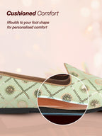 men pista green traditional sequin ethnic slip on juttis and mojaris for wedding
