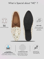Men White Traditional Sequin Ethnic Slip On Juttis and Mojaris for Wedding