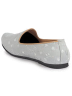 Men Steel Grey Festive Embroidered Ethnic Slip On Juttis and Mojaris for Wedding|9 Colors|1-14UK Small Plus Sizes|Traditional Kurtas & Sherwani Shoe