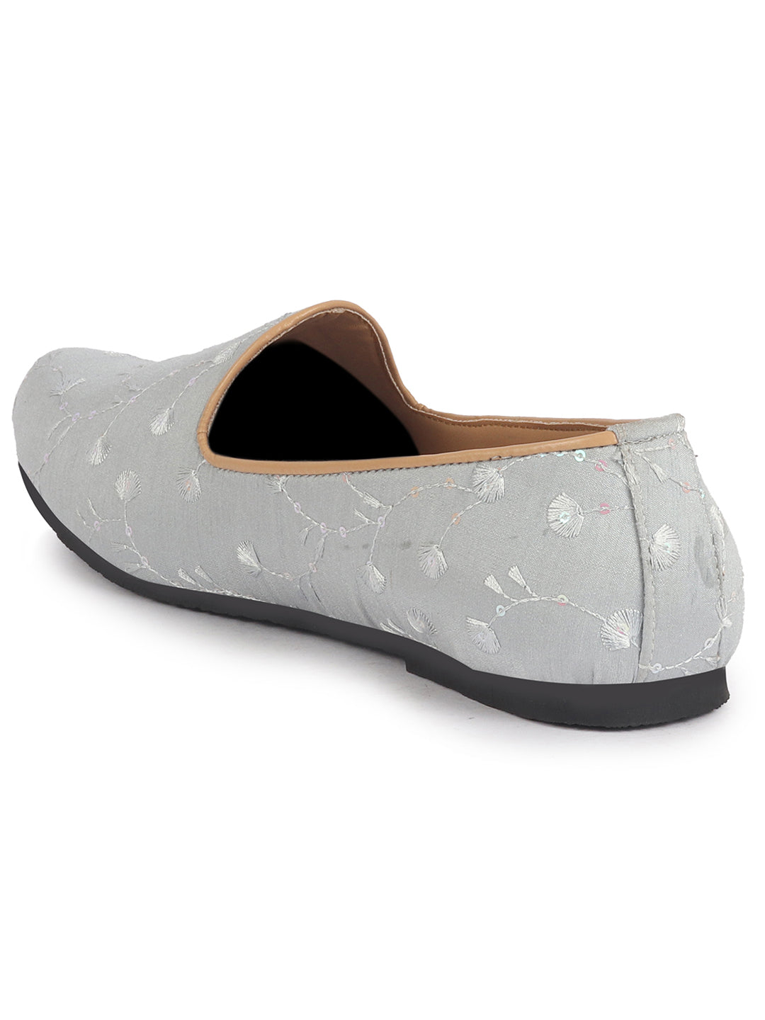 Men Steel Grey Festive Embroidered Ethnic Slip On Juttis and Mojaris for Wedding|9 Colors|1-14UK Small Plus Sizes|Traditional Kurtas & Sherwani Shoe