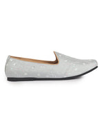 Men Steel Grey Festive Embroidered Ethnic Slip On Juttis and Mojaris for Wedding|9 Colors|1-14UK Small Plus Sizes|Traditional Kurtas & Sherwani Shoe