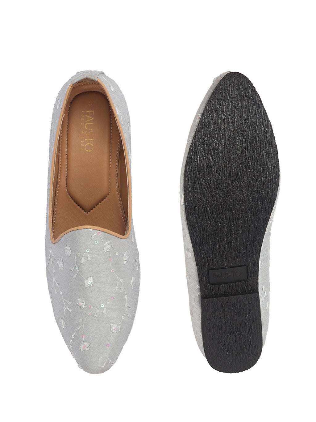 Men Steel Grey Festive Embroidered Ethnic Slip On Juttis and Mojaris for Wedding|9 Colors|1-14UK Small Plus Sizes|Traditional Kurtas & Sherwani Shoe