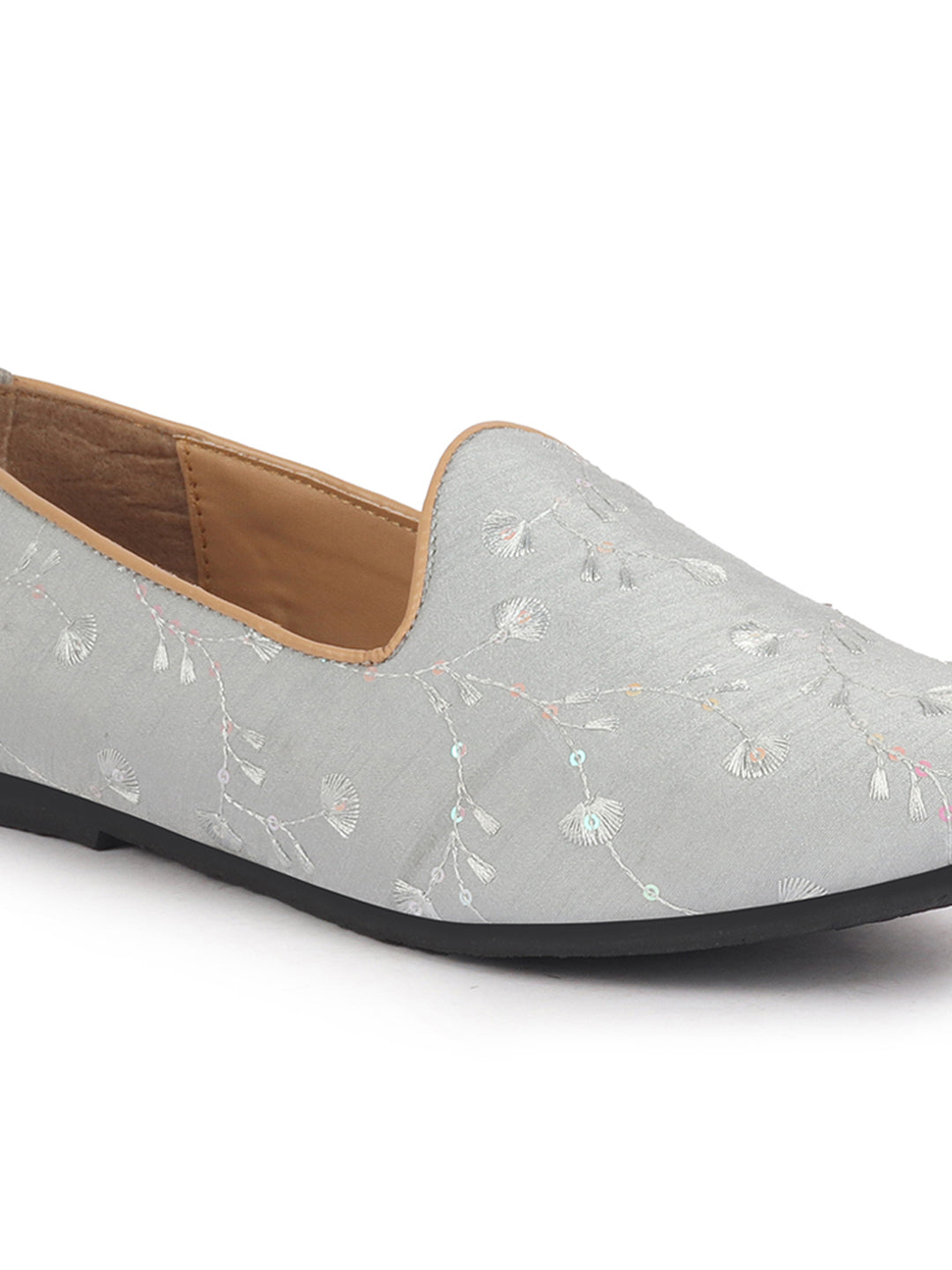 Men Steel Grey Festive Embroidered Ethnic Slip On Juttis and Mojaris for Wedding|9 Colors|1-14UK Small Plus Sizes|Traditional Kurtas & Sherwani Shoe