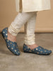 Men Blue Traditional Silk Embroidered Zardozi Slip On Juttis and Mojaris for Wedding|9 Colors|1-14UK Small Plus Sizes|Traditional Sherwani and Kurta Shoe