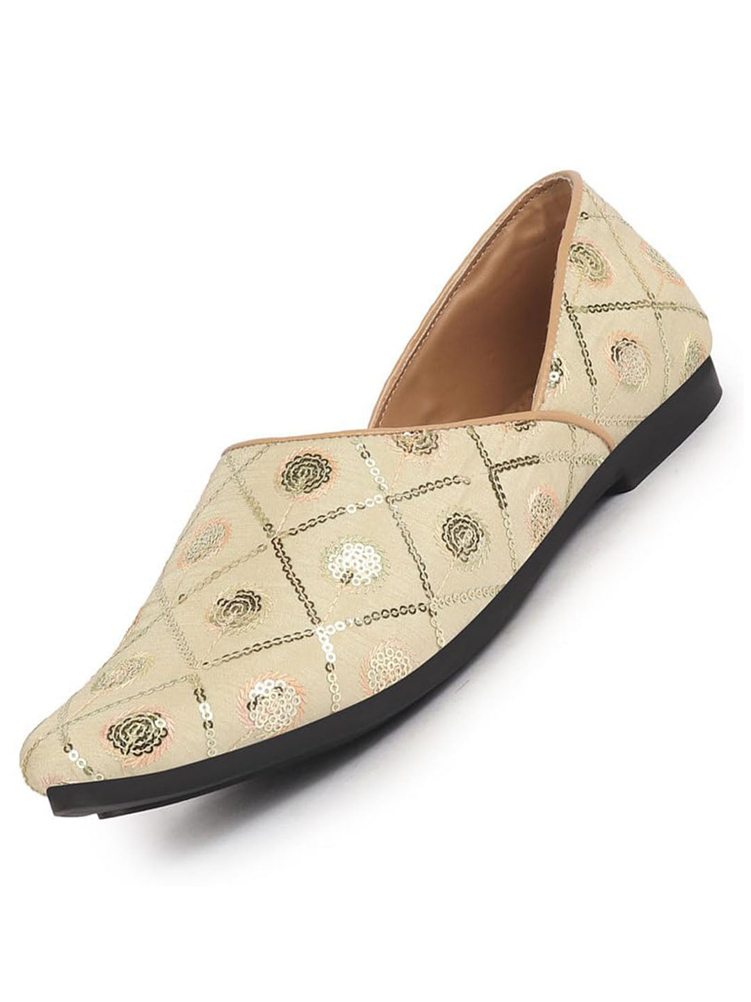 Men Cream Traditional Silk Embroidered Zardozi Slip On Juttis and Mojaris for Wedding|9 Colors|1-14UK Small Plus Sizes|Traditional Sherwani and Kurta Shoe