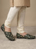 Men Green Traditional Silk Embroidered Zardozi Slip On Juttis and Mojaris for Wedding|9 Colors|1-14UK Small Plus Sizes|Traditional Sherwani and Kurta Shoe