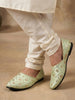 Men Pista Green Traditional Silk Embroidered Zardozi Slip On Juttis and Mojaris for Wedding|9 Colors|1-14UK Small Plus Sizes|Traditional Sherwani and Kurta Shoe