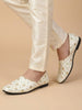 Men White Traditional Silk Embroidered Zardozi Slip On Juttis and Mojaris for Wedding|9 Colors|1-14UK Small Plus Sizes|Traditional Sherwani and Kurta Shoe