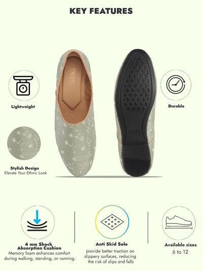 Men Green Festive Embroidered Ethnic Half Cut Slip On Juttis and Mojaris for Wedding|Traditional Kurtas & Sherwani Shoe