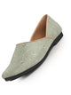 Men Green Embroidery Sequin Ethnic Slip On Half Cut Juttis and Mojaris for Wedding|Festive Party Slip-On|Traditional Sherwani Shoes