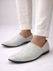 Men Sky Embroidery Sequin Ethnic Slip On Half Cut Juttis and Mojaris for Wedding|Festive Party Slip-On|Traditional Sherwani Shoes