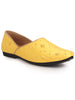 Men Yellow Embroidery Sequin Ethnic Slip On Half Cut Juttis and Mojaris for Wedding|Festive Party Slip-On|Traditional Sherwani Shoes