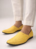 Men Yellow Embroidery Sequin Ethnic Slip On Half Cut Juttis and Mojaris for Wedding|Festive Party Slip-On|Traditional Sherwani Shoes
