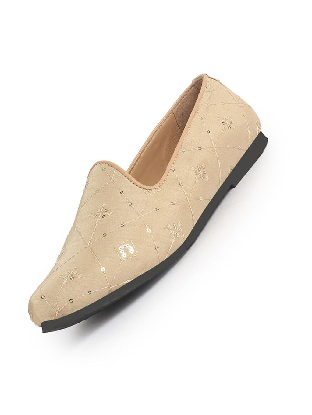 men golden embroidery sequin ethnic slip on juttis and mojaris for wedding|festive party slip-on kurta shoe|traditional sherwani shoes