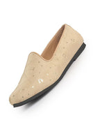 men golden embroidery sequin ethnic slip on juttis and mojaris for wedding|festive party slip-on kurta shoe|traditional sherwani shoes