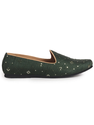 Buy Men's Green Sequin Ethnic Slip On Juttis & Mojaris Online Buy Men's Green Sequin Ethnic Slip On Juttis & Mojaris Online