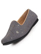 Men Navy Embroidery Sequin Ethnic Slip On Juttis and Mojaris for Wedding|Festive Party Slip-On Kurta Shoe|Traditional Sherwani Shoes