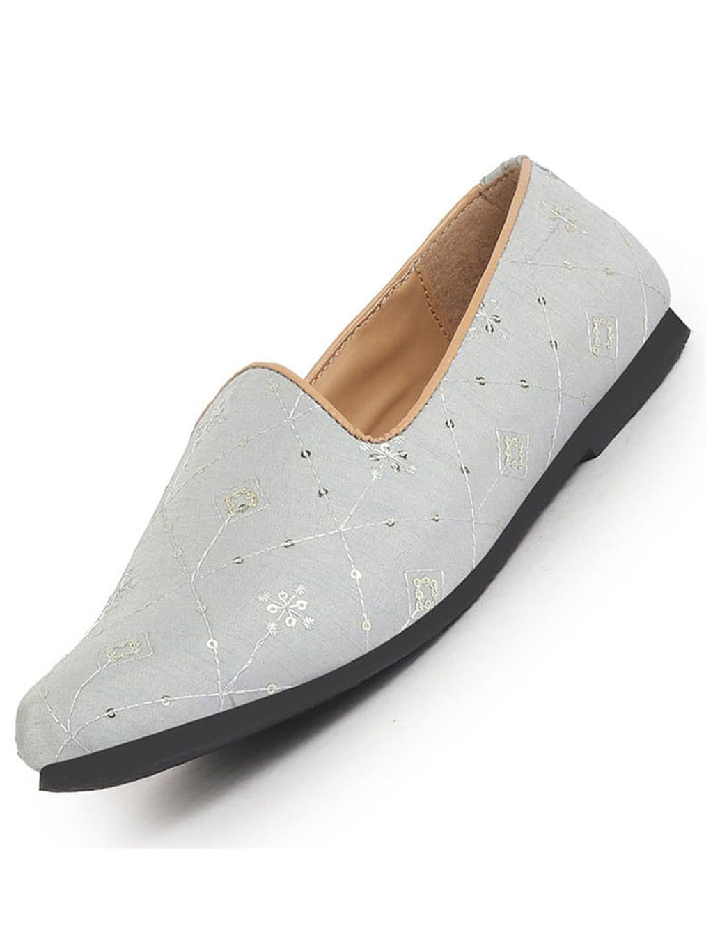 men sky embroidery sequin ethnic slip on juttis and mojaris for wedding