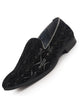 Men Black Silk Zardosi Sequin Velvet Embroidered Ethnic Slip On Juttis and Mojaris for Wedding|Indian Traditional Sherwani Shoes|Groom Slip On Shoes