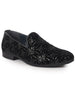 Men Black Silk Zardosi Sequin Velvet Ethnic Slip On Juttis and Mojaris for Festive|Indian Traditional Sherwani Shoes for Wedding|Slip On Shoes for Groom