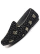 Men Black Silk Zardosi Sequin Velvet Ethnic Slip On Juttis and Mojaris for Festive|Traditional Sherwani Shoes for Wedding|Cocktail Slip On Shoes