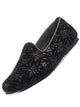 Men Black Silk Zardosi Sequin Velvet Ethnic Slip On Juttis and Mojaris for Festive|Indian Traditional Sherwani Shoes for Wedding|Slip On Shoes for Groom