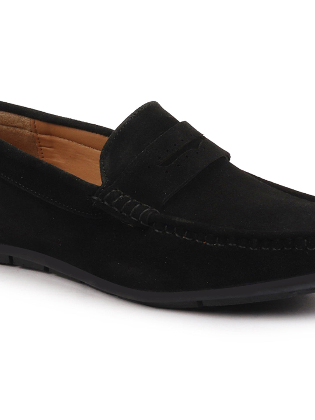 Shop Men Black Suede Leather Side Stitched Slip On Driving Loafer|Party Loafer|Moccasin For Wedding Party Online.