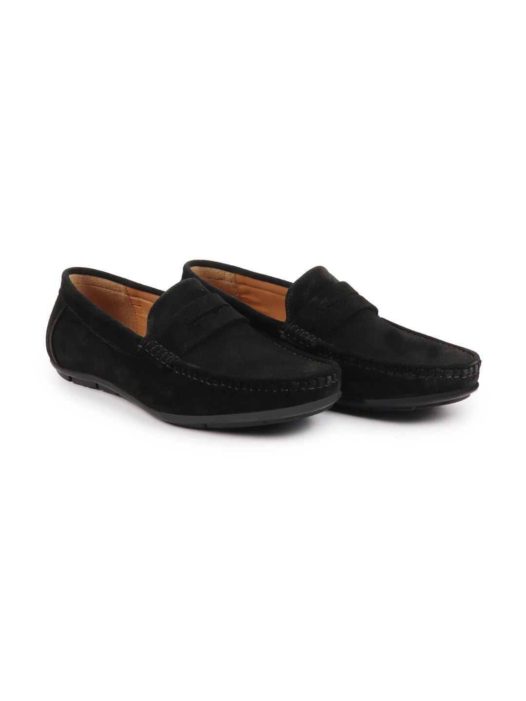 Shop Men Black Suede Leather Side Stitched Slip On Driving Loafer|Party Loafer|Moccasin For Wedding Party Online.