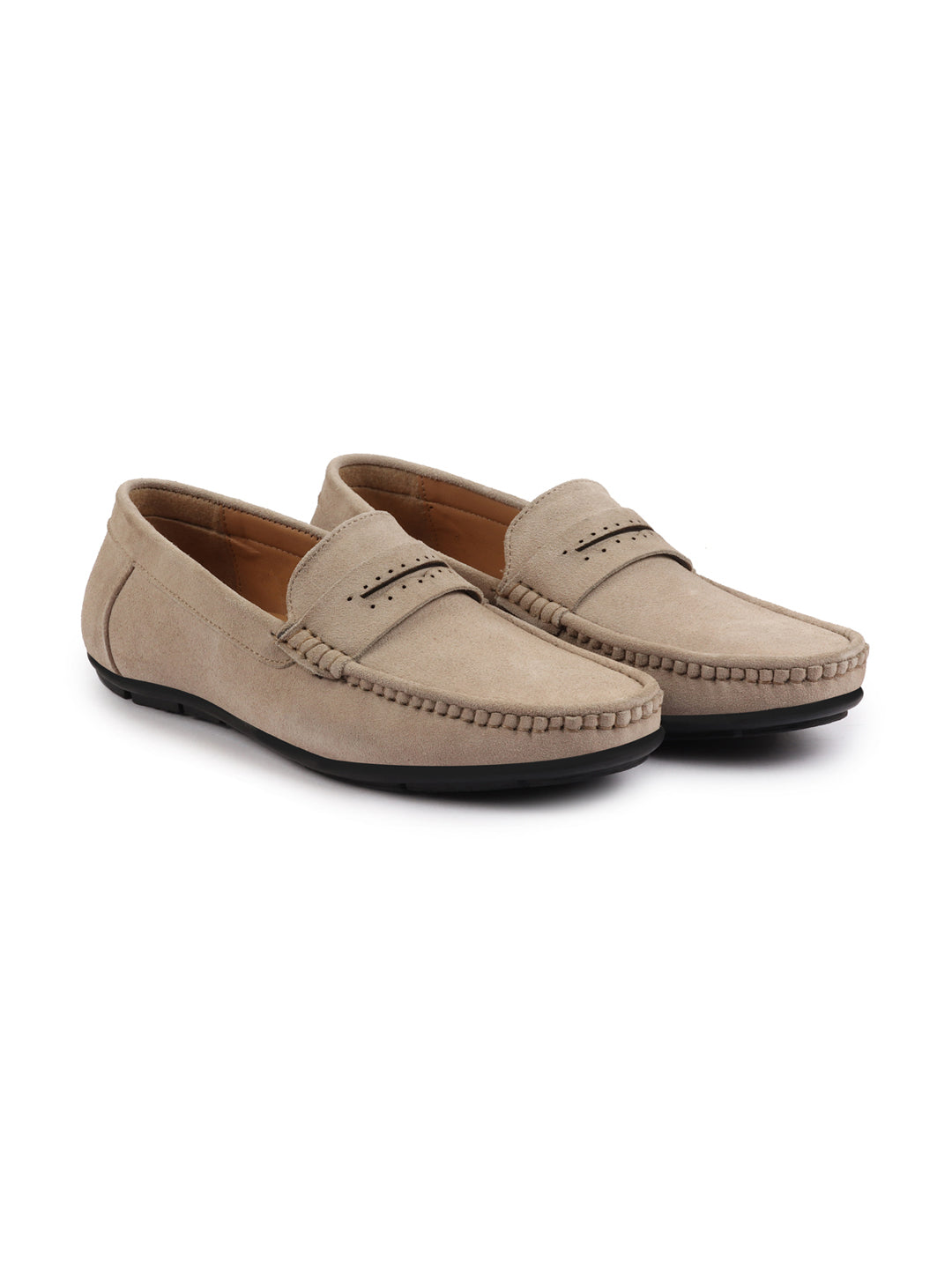 Shop Men Camel Suede Leather Side Stitched Slip On Driving Loafer|Party Loafer|Moccasin For Wedding Party Online.