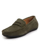 Men Olive Suede Leather Side Stitched Slip On Driving Loafer|Party Loafer|Moccasin For Wedding Party