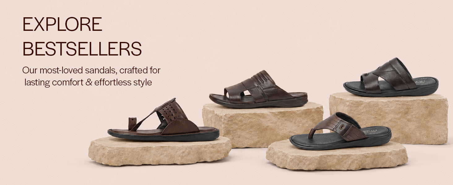 Men Brown Premium Textured Upper Broad Fit T-Strap Slippers|Soft PU Padded Insole for Plush Comfort|Bounce Back Comfort Sole